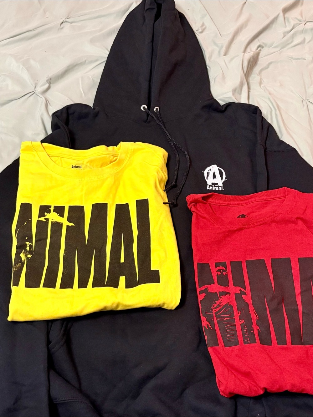 Animal Men's Black Hoodie with Yellow and Red Graphic Tees